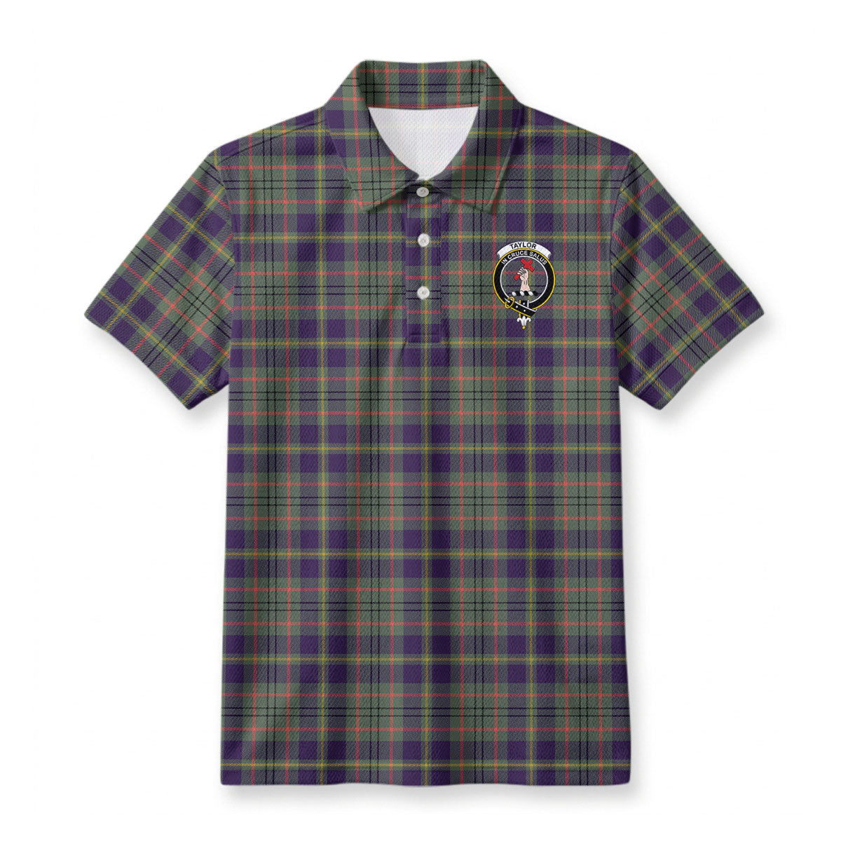 Taylor Weathered Tartan Crest Birdseye Mesh Polo Shirt