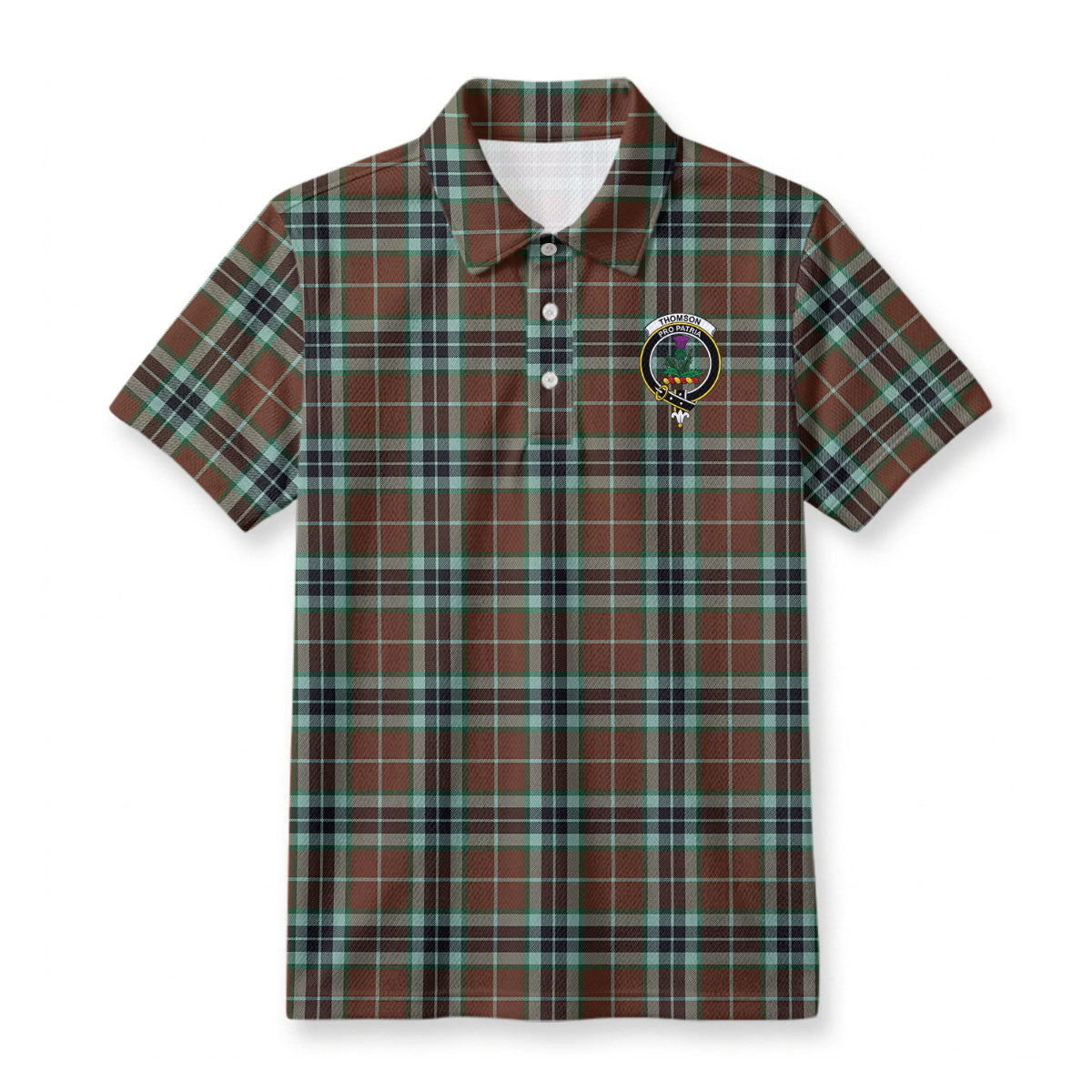 Thomson Hunting Modern Tartan Crest Birdseye Mesh Polo Shirt
