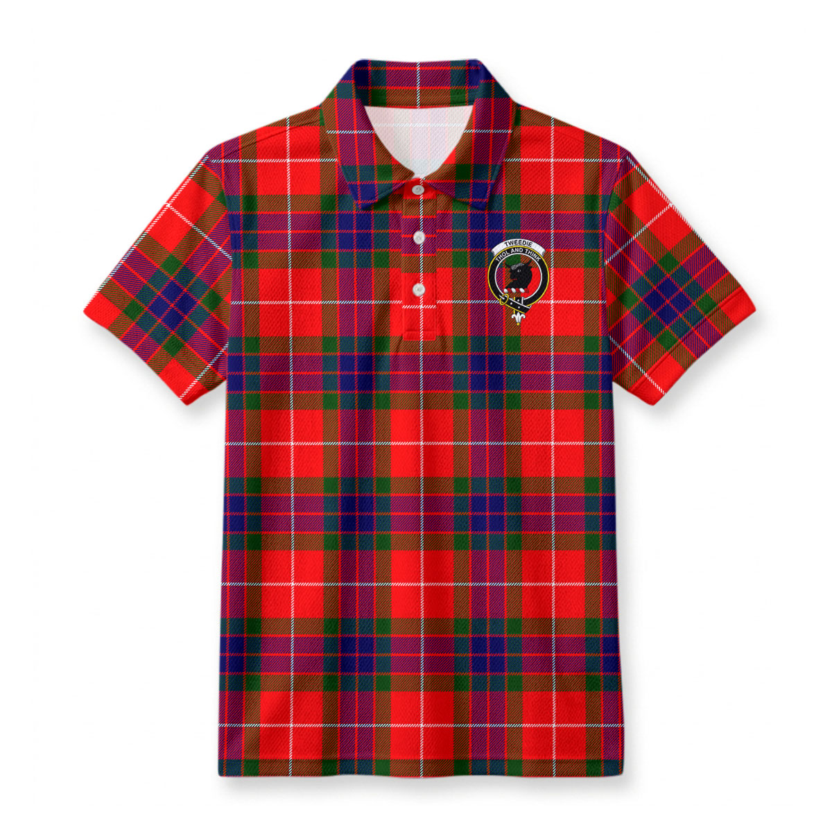Tweedie Tartan Crest Birdseye Mesh Polo Shirt