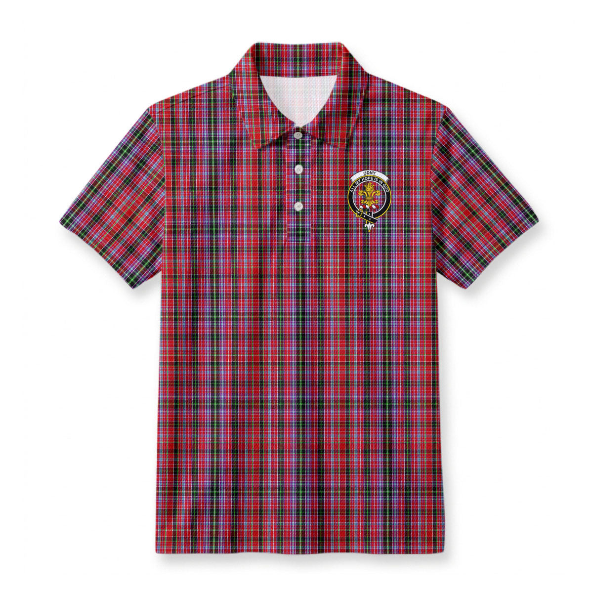 Udny Tartan Crest Birdseye Mesh Polo Shirt