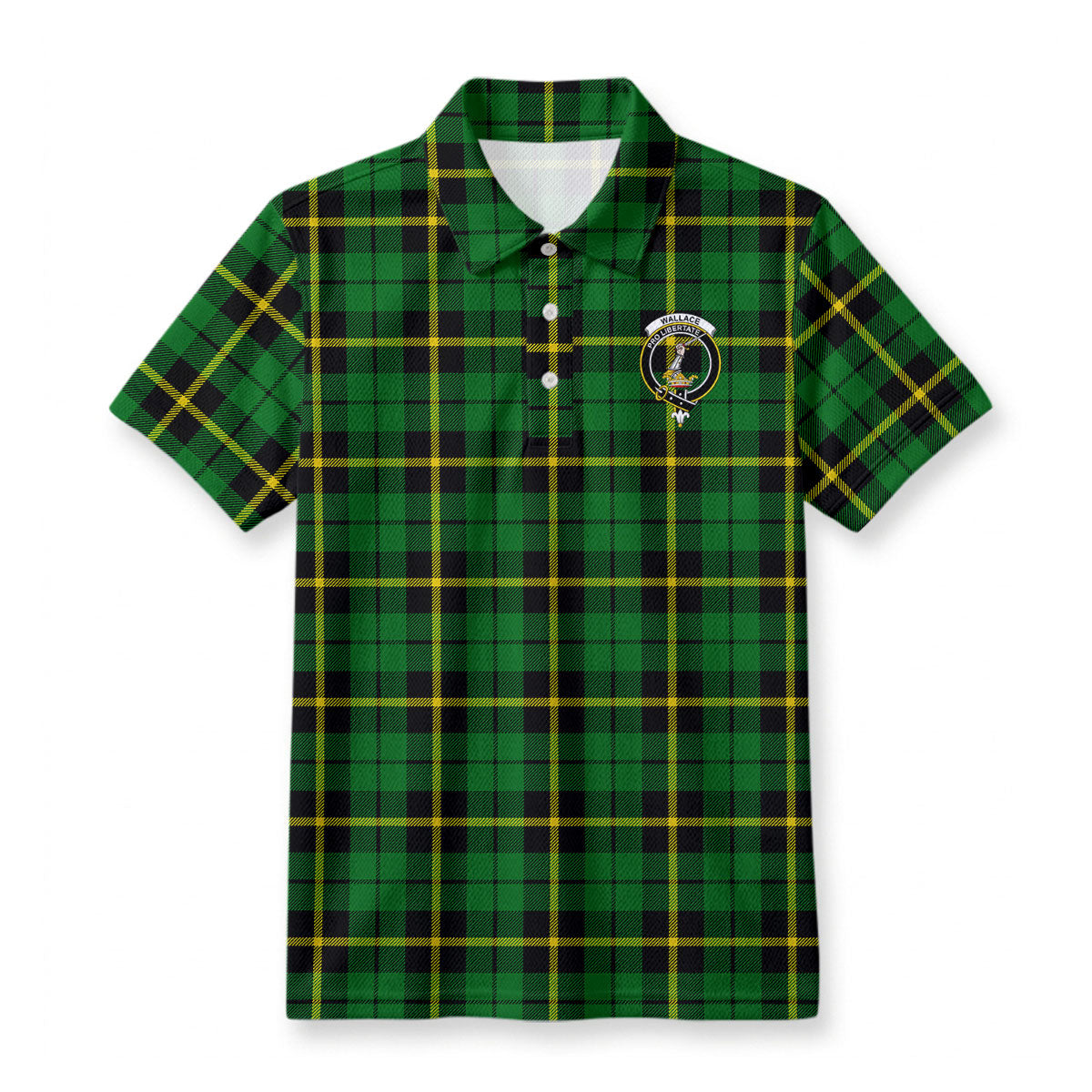 Wallace Hunting Modern Tartan Crest Birdseye Mesh Polo Shirt