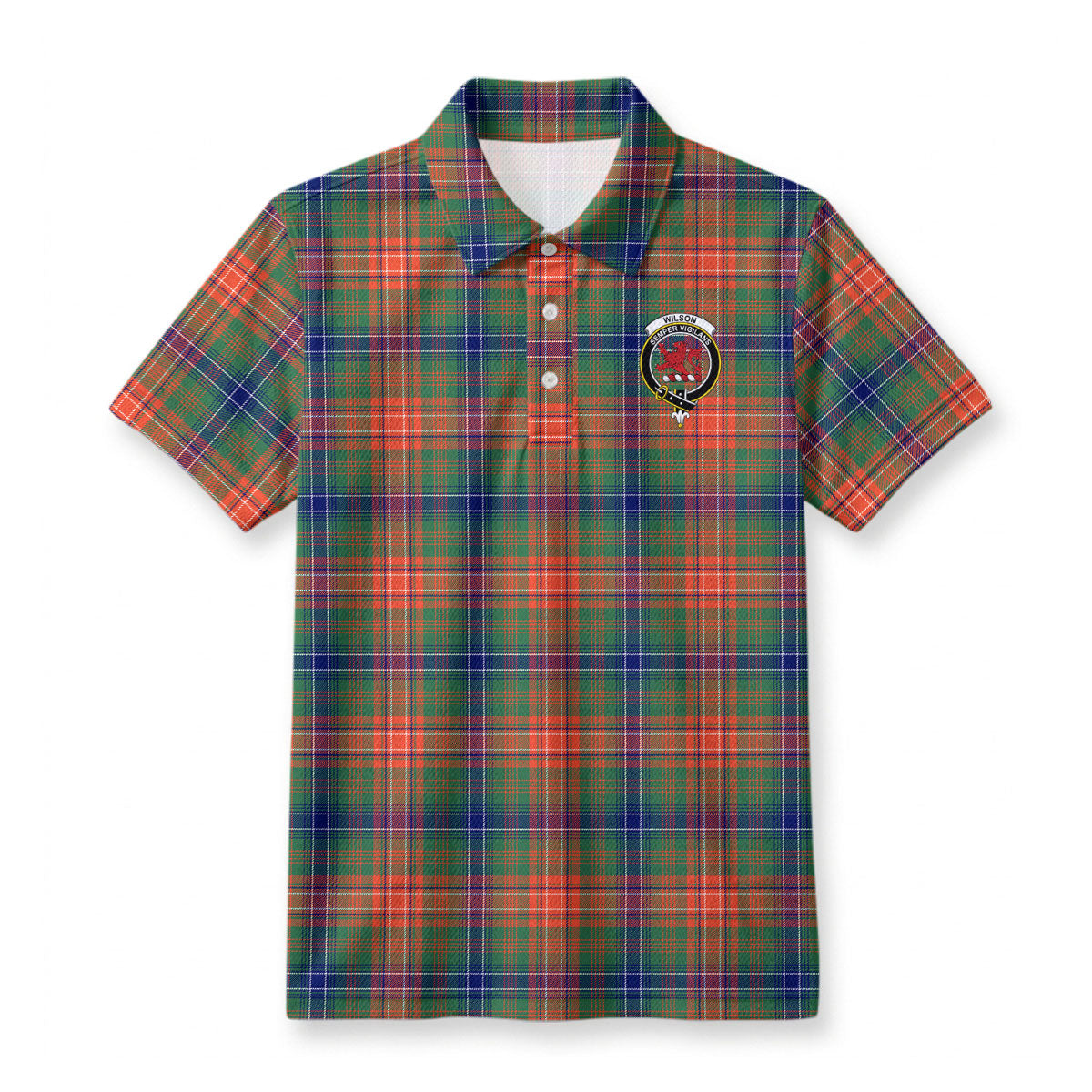 Wilson Ancient Tartan Crest Birdseye Mesh Polo Shirt