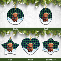 Abercrombie Tartan Christmas Ceramic Ornament - Highland Cows Snow Style