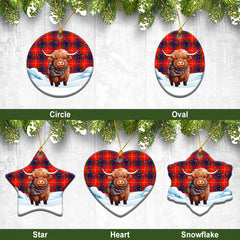 Abernathy Tartan Christmas Ceramic Ornament - Highland Cows Snow Style