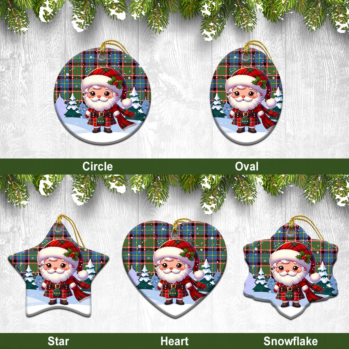 Aikenhead Tartan Christmas Ceramic Ornament - Santa Claus In Kilt Style