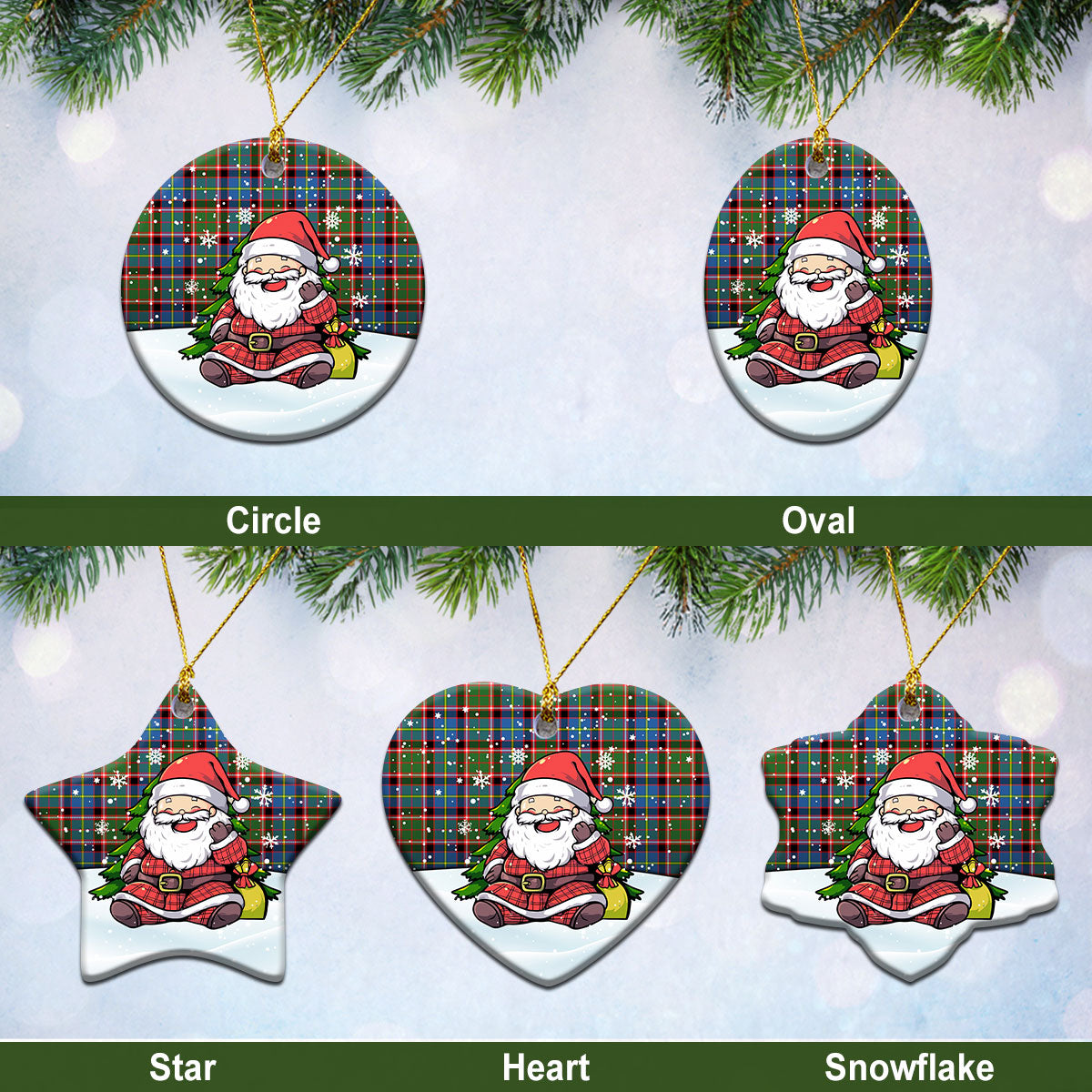 Aikenhead Tartan Christmas Ceramic Ornament - Scottish Santa Style