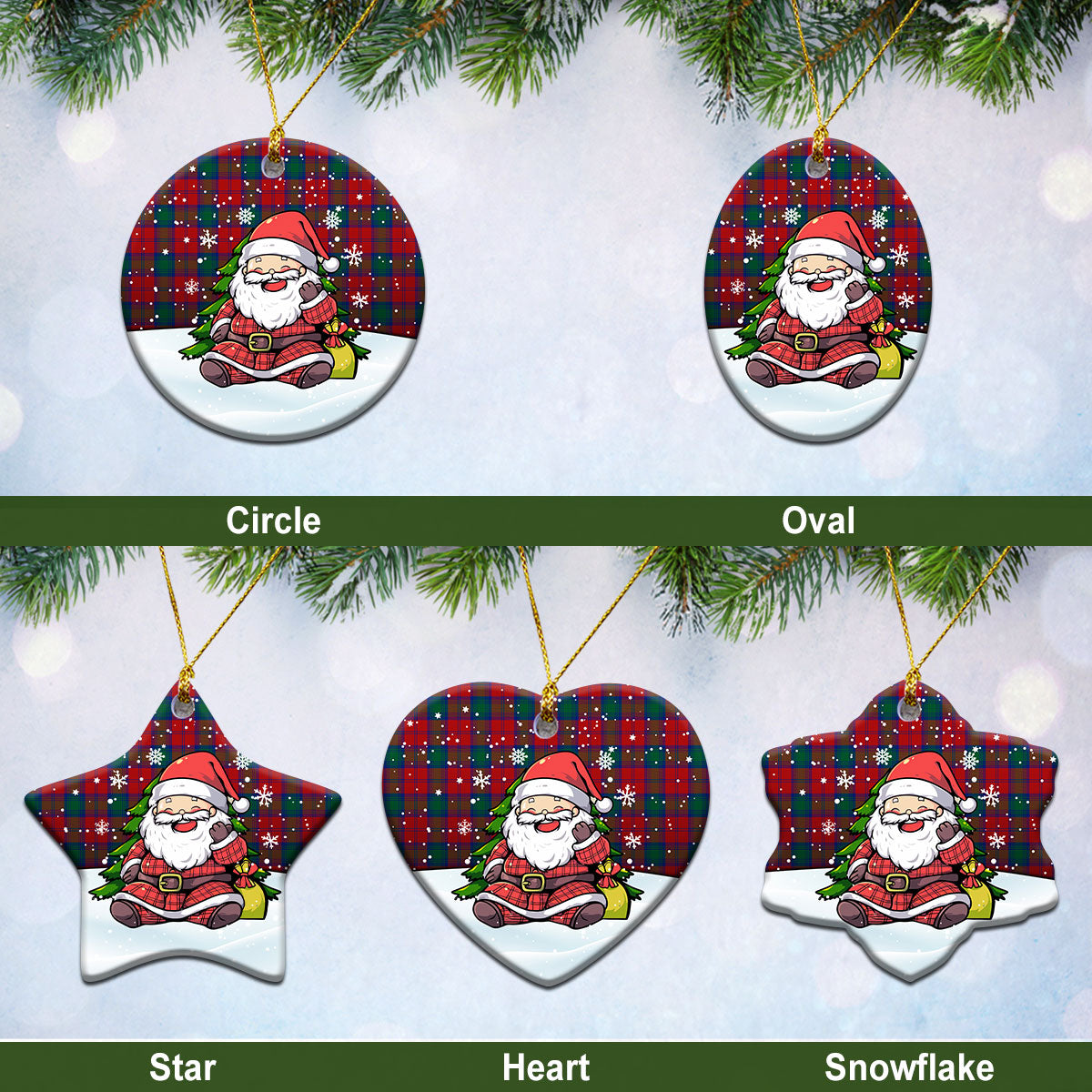 Auchinleck Tartan Christmas Ceramic Ornament - Scottish Santa Style