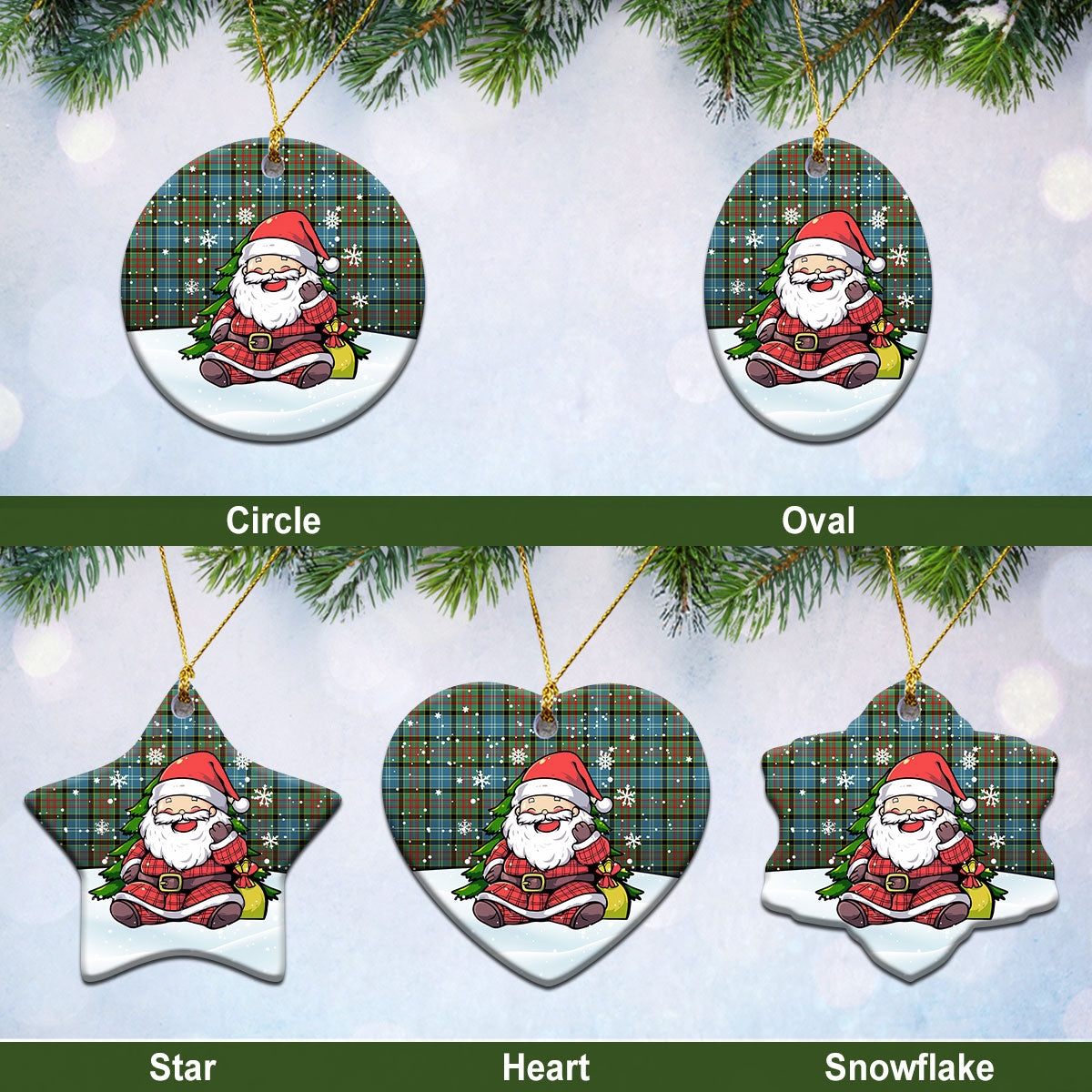 Brisbane Tartan Christmas Ceramic Ornament - Scottish Santa Style