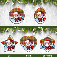 Buchanan Old Set Weathered Tartan Christmas Ceramic Ornament - Santa Claus In Kilt Style