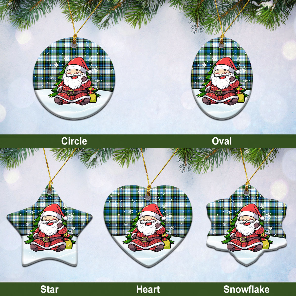 Campbell Dress Tartan Christmas Ceramic Ornament - Scottish Santa Style