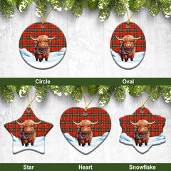 Drummond of Perth Tartan Christmas Ceramic Ornament - Highland Cows Snow Style