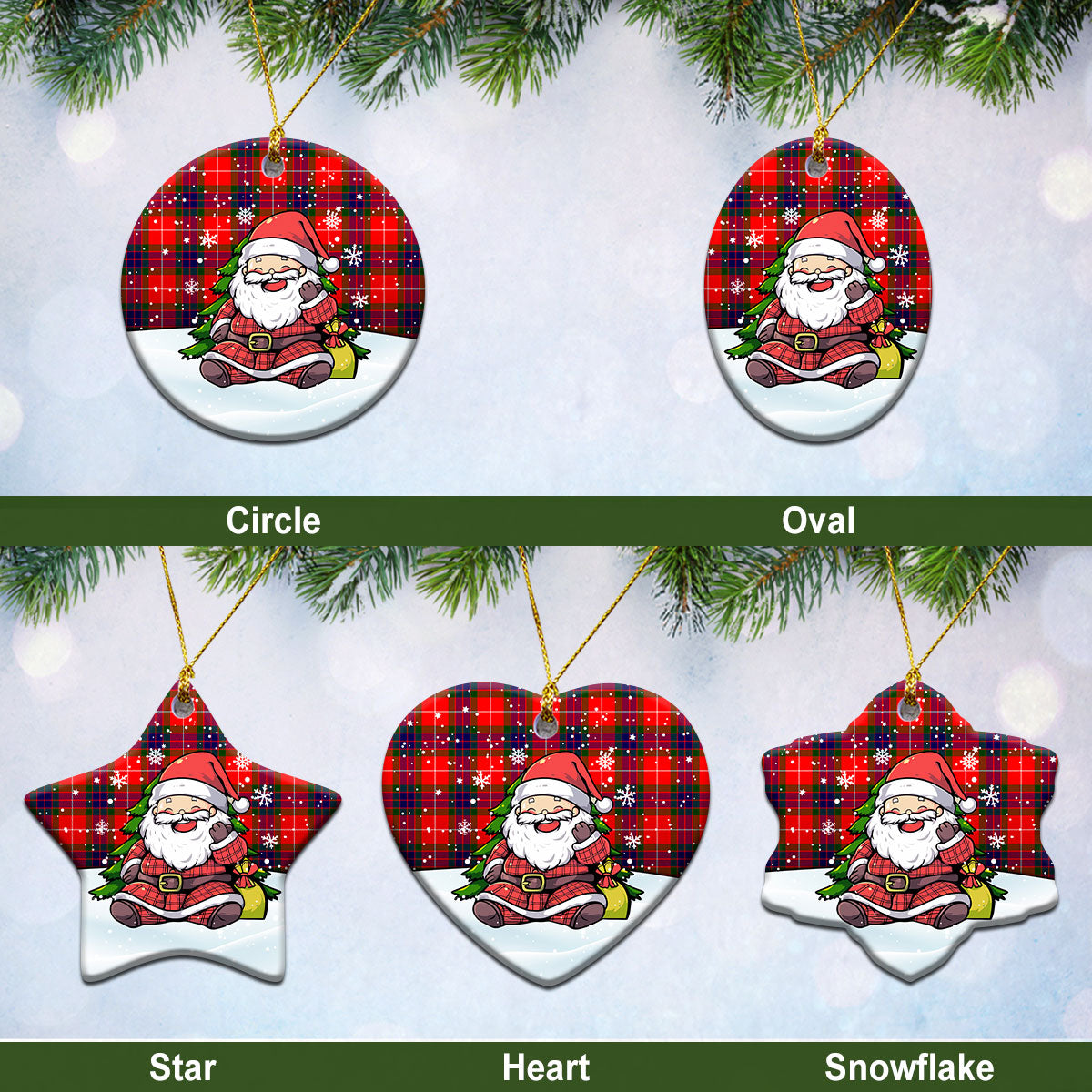 Fraser (of Lovat) Modern Tartan Christmas Ceramic Ornament - Scottish Santa Style