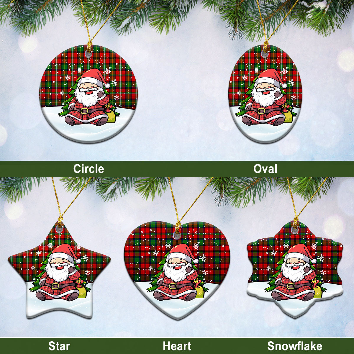 Fullarton Tartan Christmas Ceramic Ornament - Scottish Santa Style