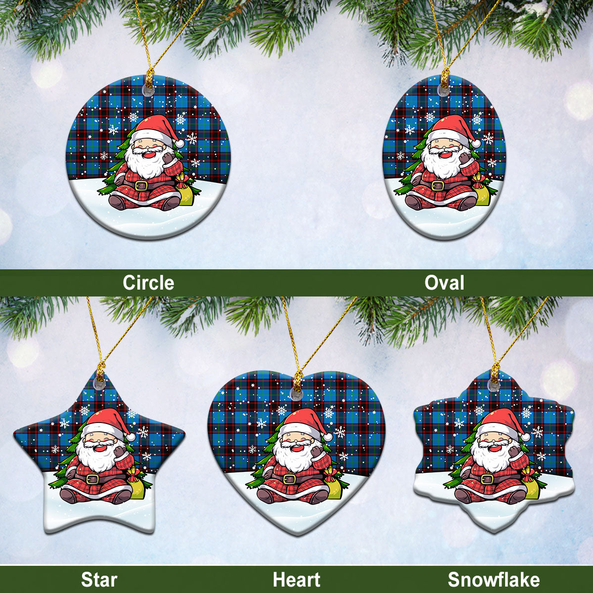 Home Ancient Tartan Christmas Ceramic Ornament - Scottish Santa Style