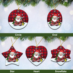 Leslie Modern Tartan Christmas Ceramic Ornament - Scottish Santa Style