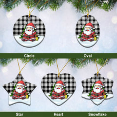 MacFarlane Black _ White Tartan Christmas Ceramic Ornament - Scottish Santa Style