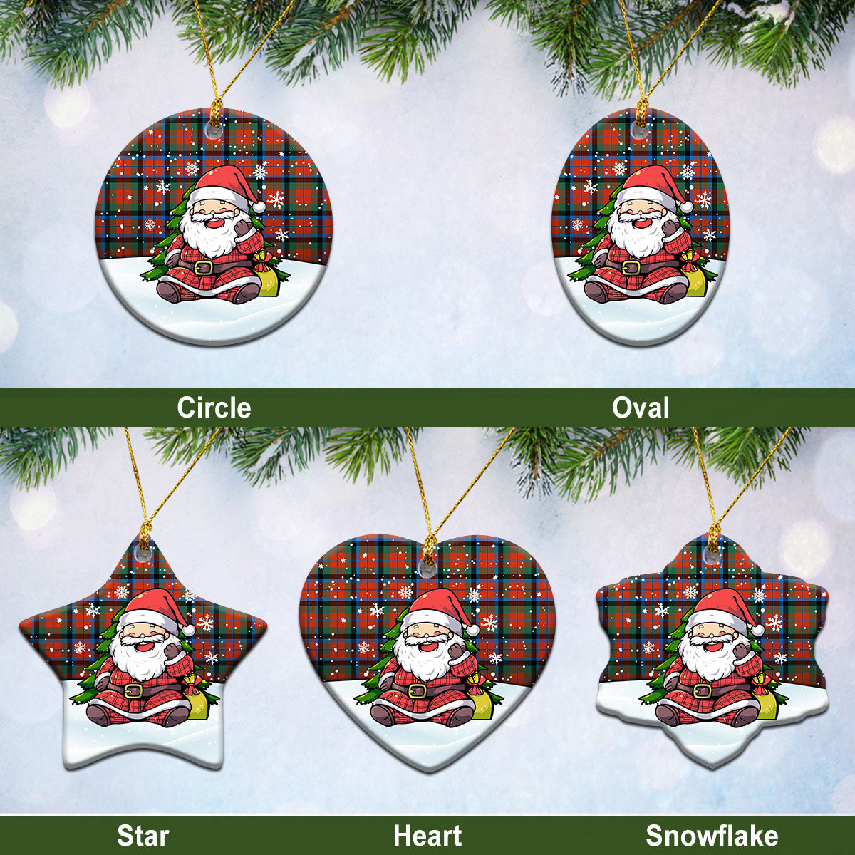 MacNaughton Ancient Tartan Christmas Ceramic Ornament - Scottish Santa Style