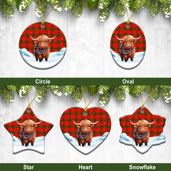 MacQuarrie Tartan Christmas Ceramic Ornament - Highland Cows Snow Style