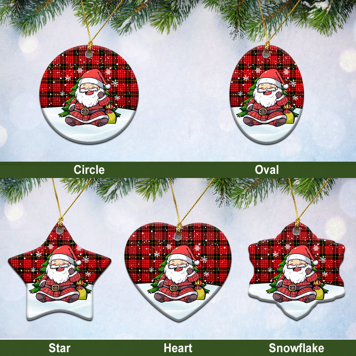 MacQueen Modern Tartan Christmas Ceramic Ornament - Scottish Santa Style