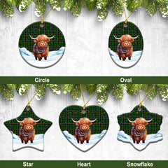 McAlpine Modern Tartan Christmas Ceramic Ornament - Highland Cows Snow Style