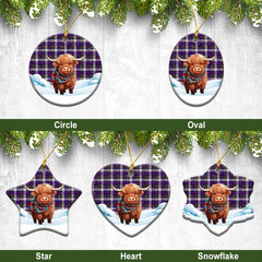 McDonald Dress Modern Tartan Christmas Ceramic Ornament - Highland Cows Snow Style