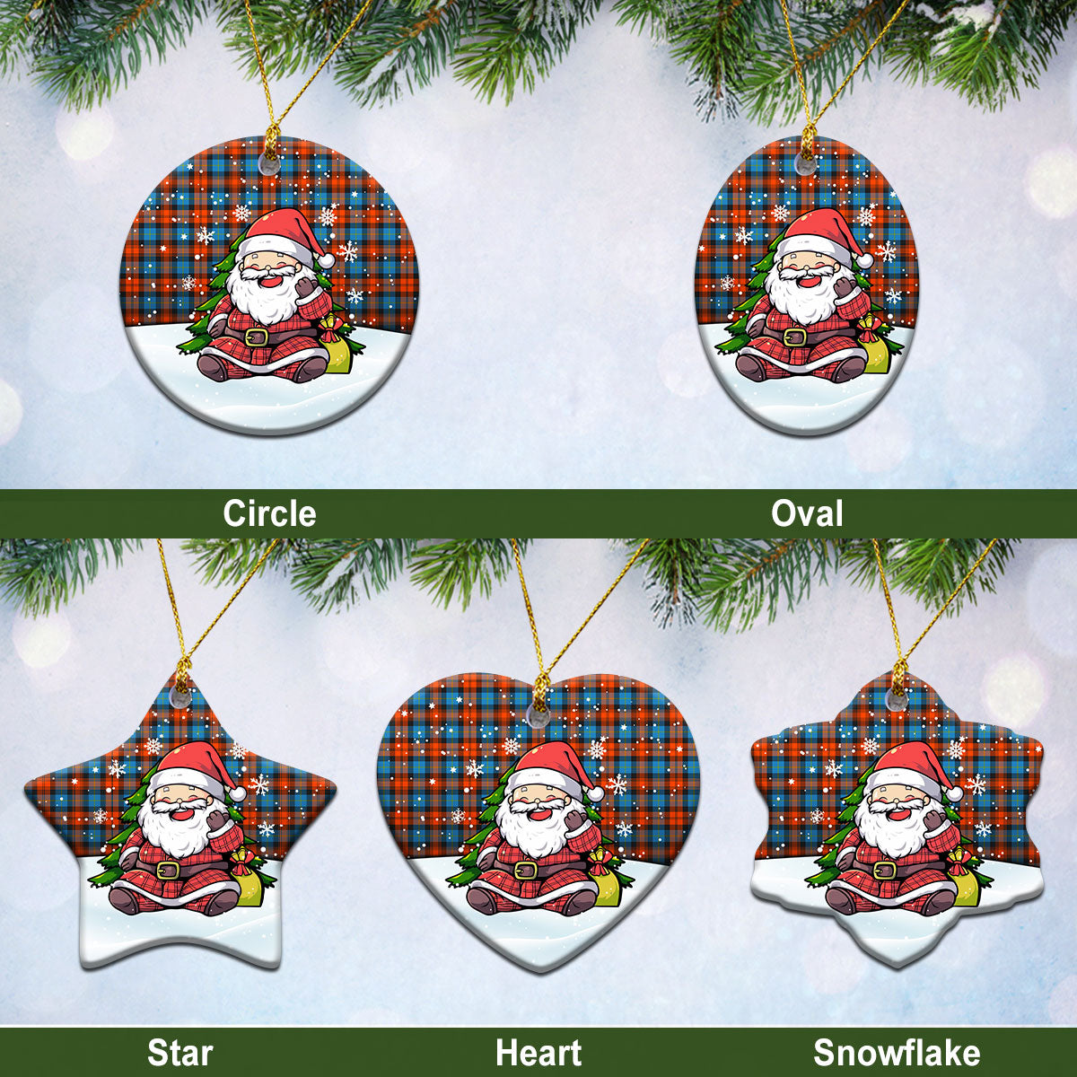 McLachlan Ancient Tartan Christmas Ceramic Ornament - Scottish Santa Style