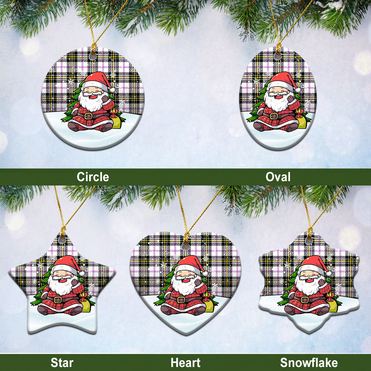 McPherson Dress Modern Tartan Christmas Ceramic Ornament - Scottish Santa Style