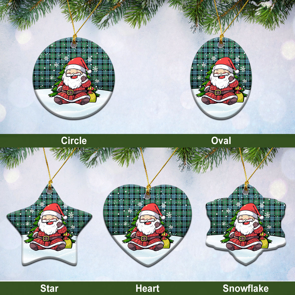 Melville Tartan Christmas Ceramic Ornament - Scottish Santa Style