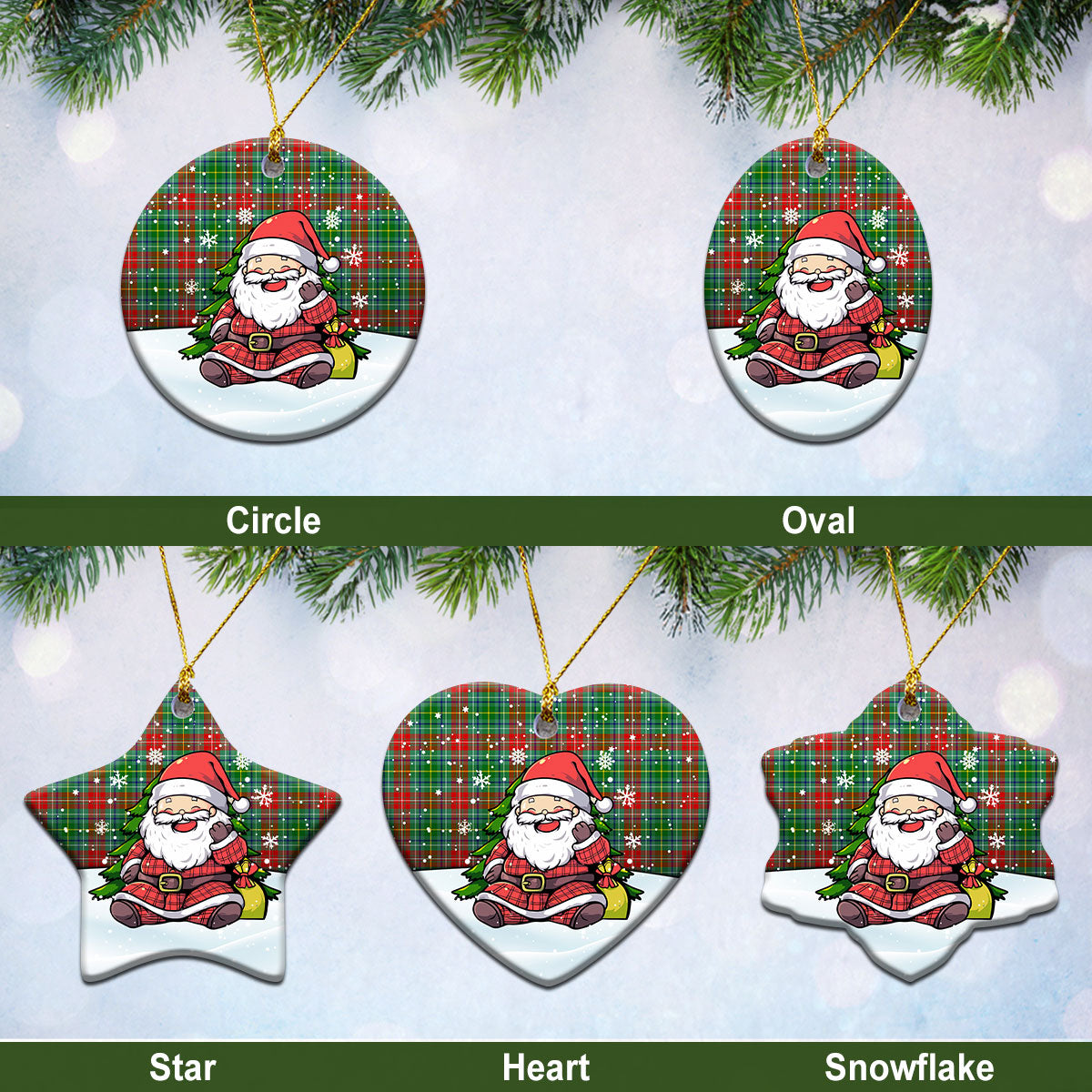 Muirhead Tartan Christmas Ceramic Ornament - Scottish Santa Style