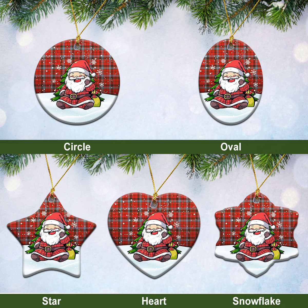 Robertson Weathered Tartan Christmas Ceramic Ornament - Scottish Santa Style