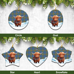 Stewart of Appin Hunting Ancient Tartan Christmas Ceramic Ornament - Highland Cows Snow Style