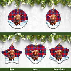 Wishart Dress Tartan Christmas Ceramic Ornament - Highland Cows Snow Style