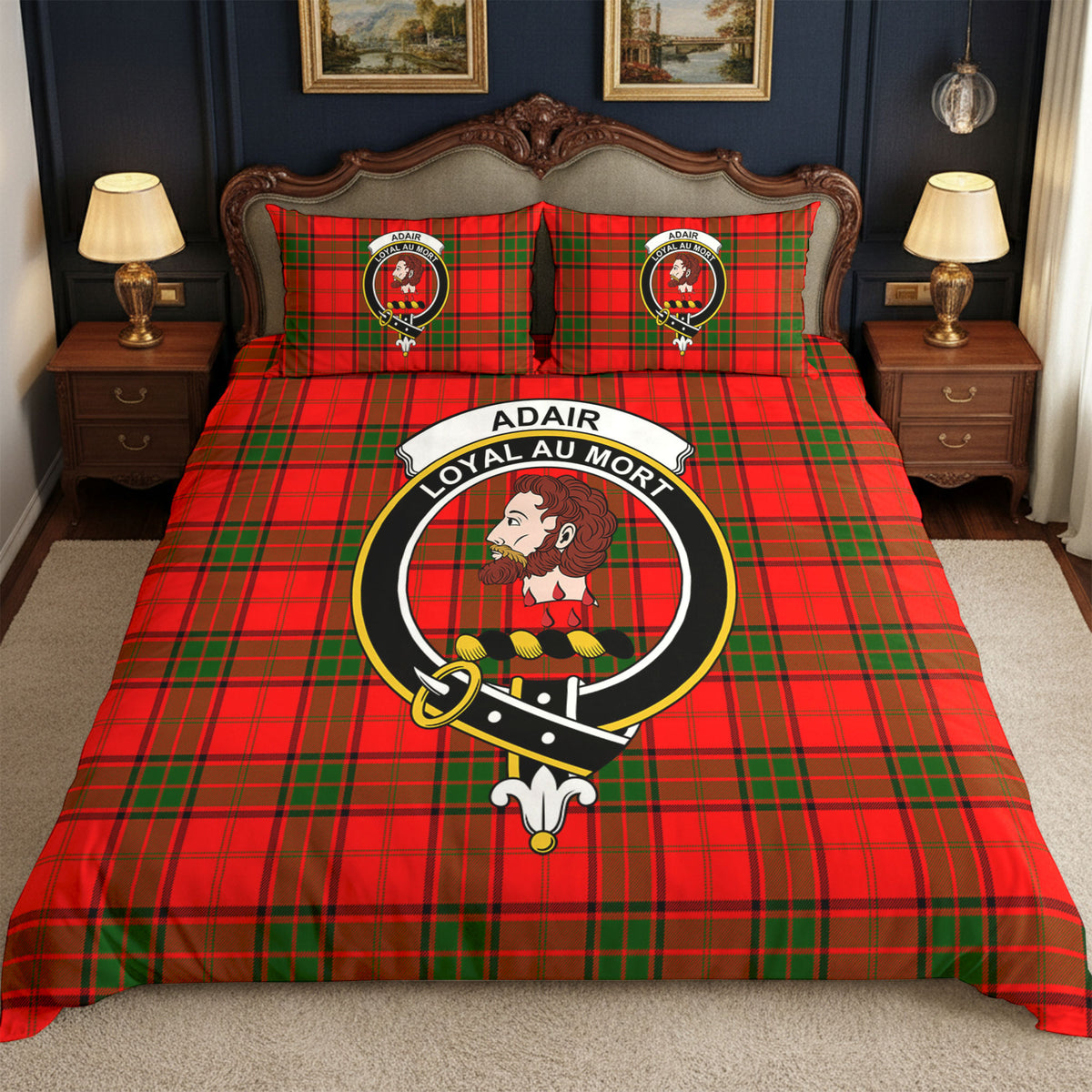 Adair Modern Tartan Crest Bedding Set