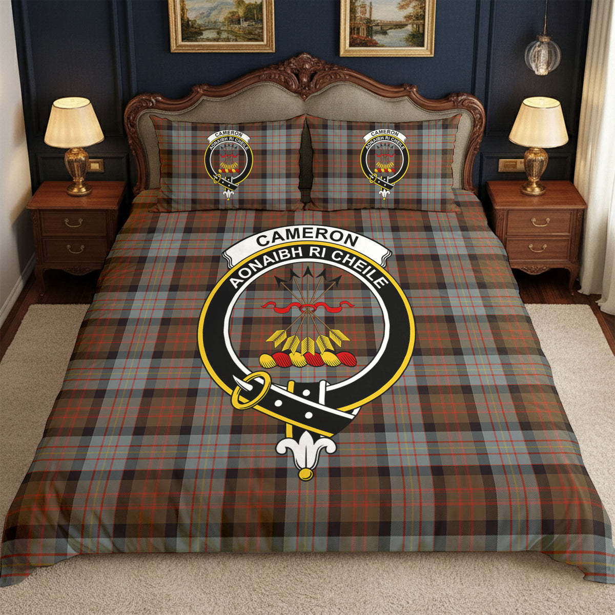 Cameron of Erracht Weathered Tartan Crest Bedding Set