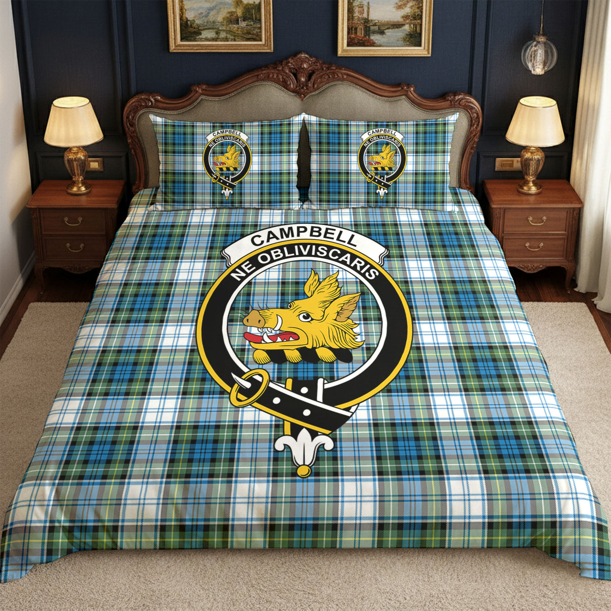 Campbell Dress Ancient Tartan Crest Bedding Set