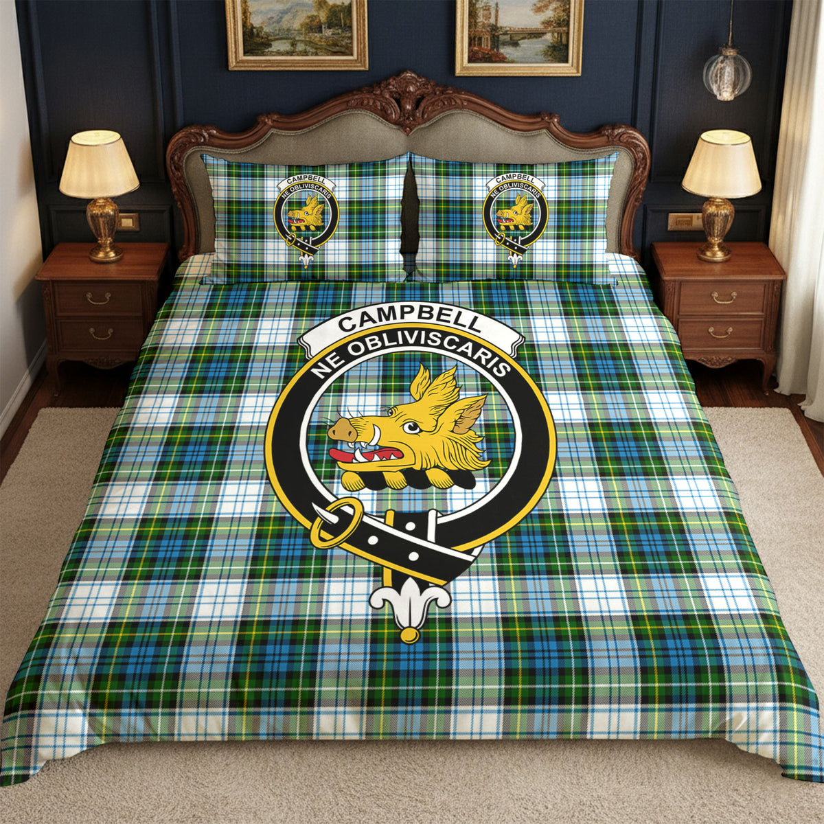 Campbell Dress Tartan Crest Bedding Set
