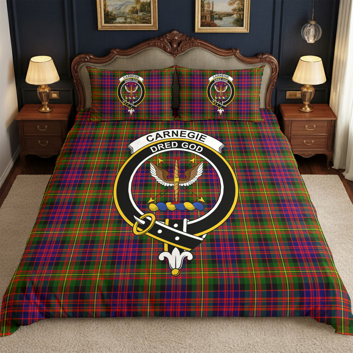 Carnegie Modern Tartan Crest Bedding Set