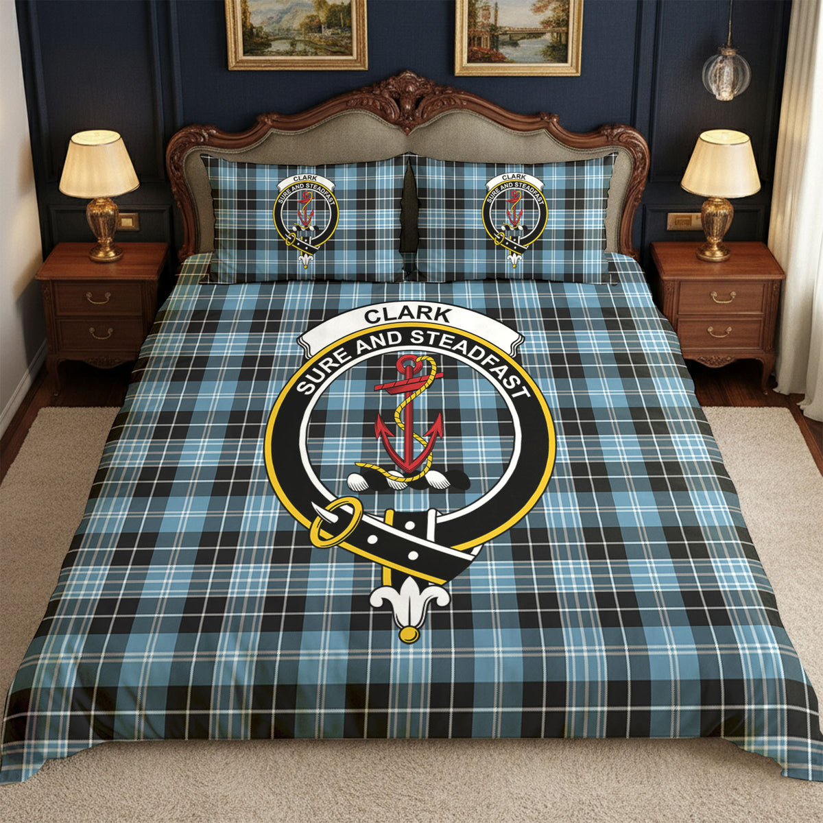 Clark Ancient Tartan Crest Bedding Set