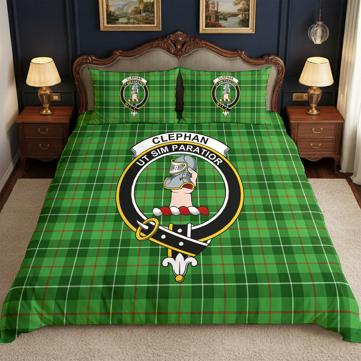Clephan (or Clephane) Tartan Crest Bedding Set