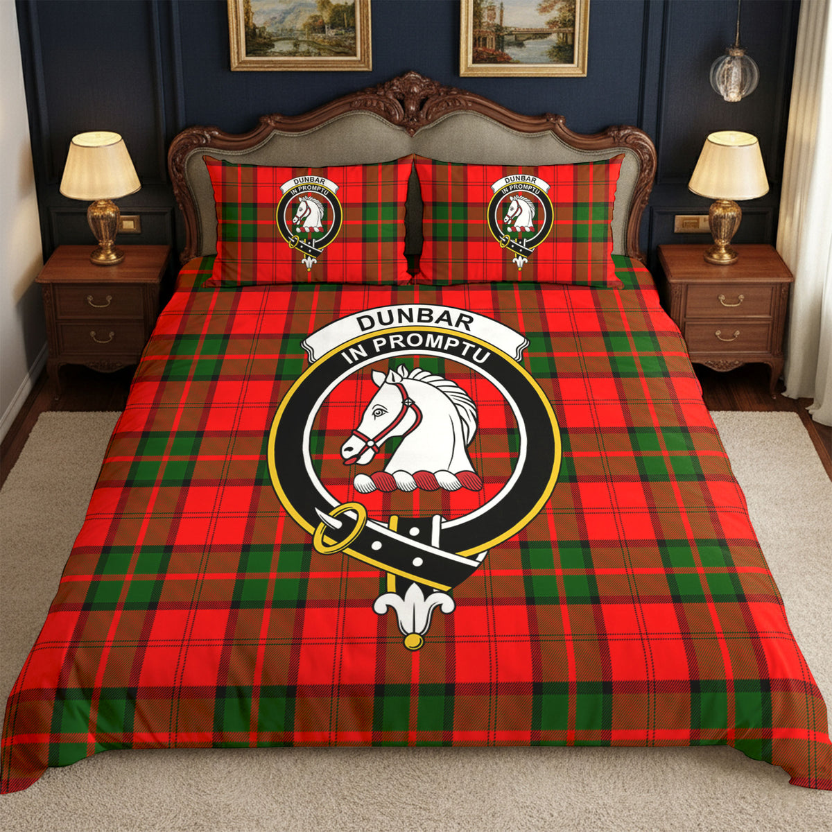 Dunbar Modern Tartan Crest Bedding Set