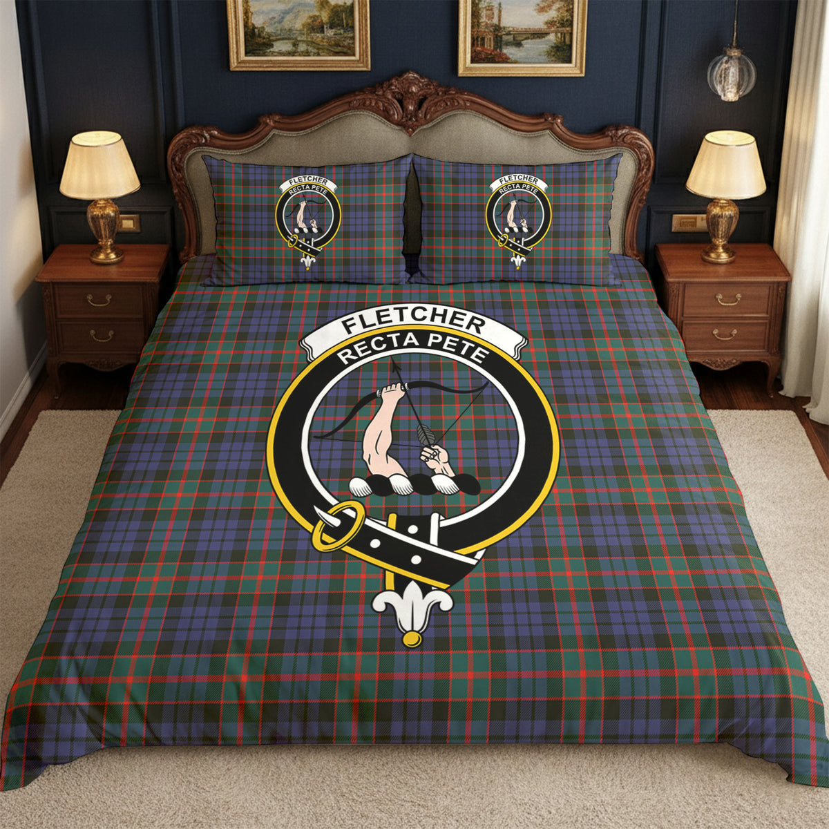 Fletcher of Dunans Tartan Crest Bedding Set