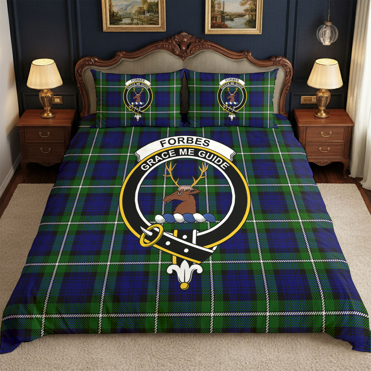 Forbes Modern Tartan Crest Bedding Set