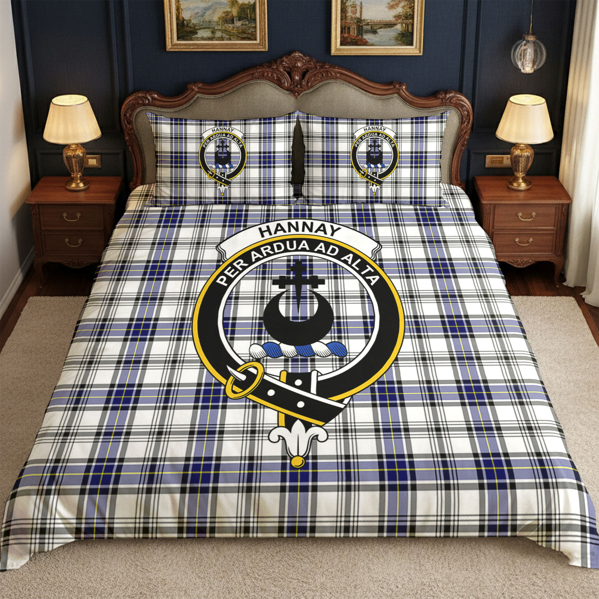 Hannay Modern Tartan Crest Bedding Set