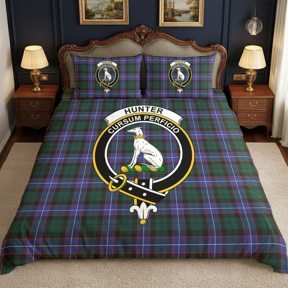 Hunter Modern Tartan Crest Bedding Set