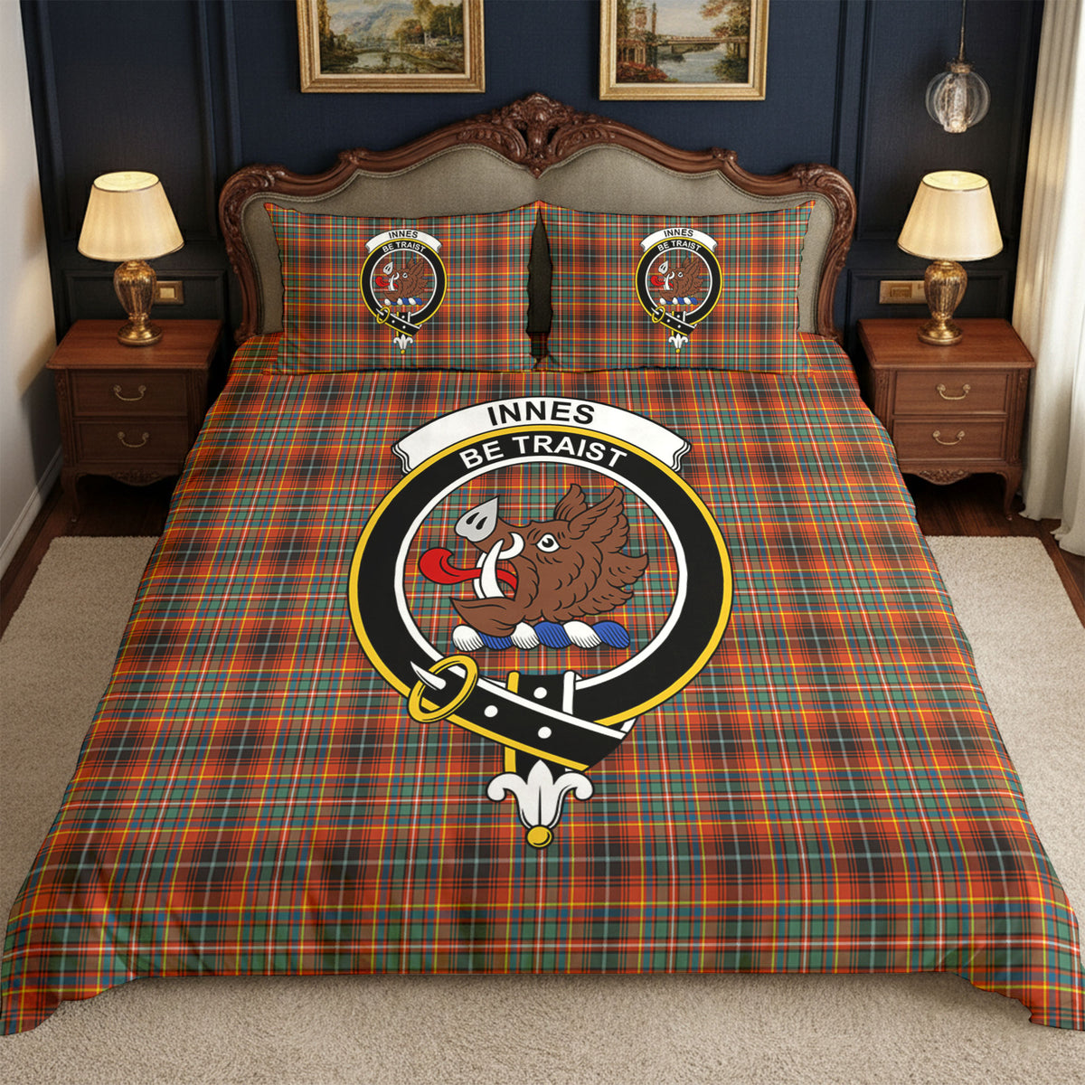 Innes Ancient Tartan Crest Bedding Set