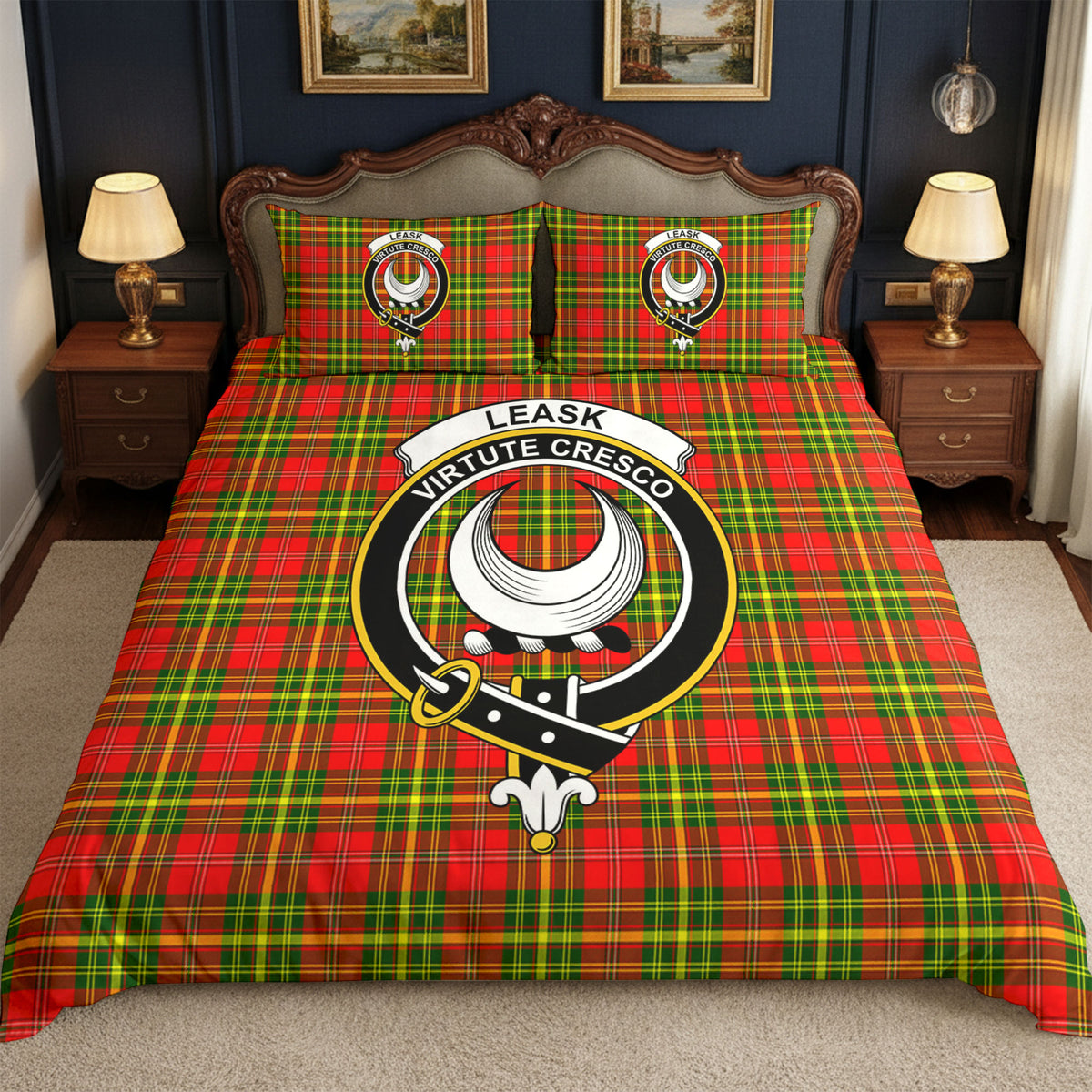 Leask Tartan Crest Bedding Set