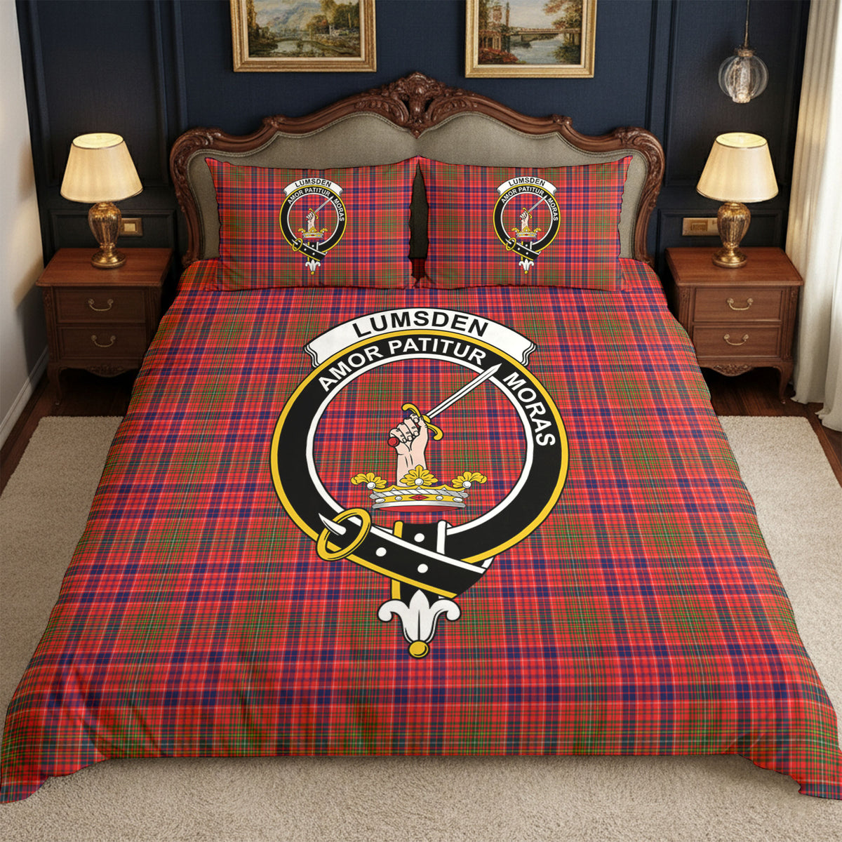 Lumsden Modern Tartan Crest Bedding Set