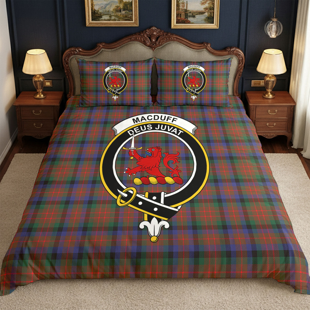 MacDuff Hunting Modern Tartan Crest Bedding Set