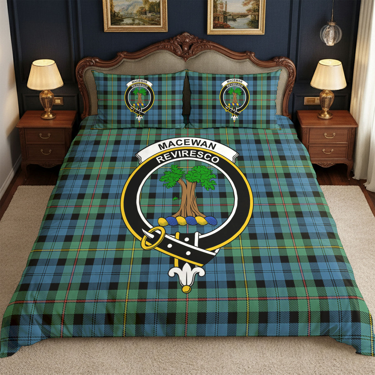 MacEwan Ancient Tartan Crest Bedding Set