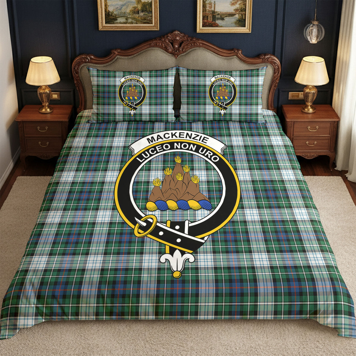 MacKenzie Dress Ancient Tartan Crest Bedding Set